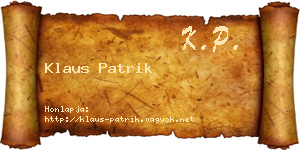Klaus Patrik névjegykártya
